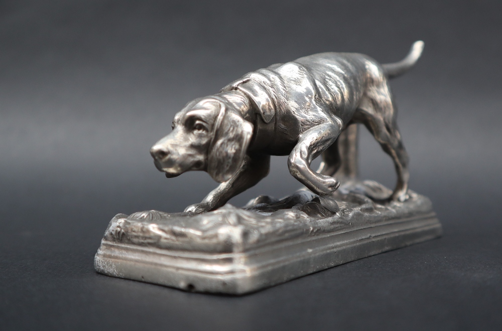 A WMF white metal model of a hound stalking, on a rectangular base, - Image 4 of 17