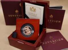 An Elizabeth II United Kingdom 2018 gold proof sovereign,