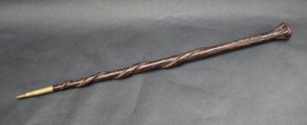 A hardwood pace stick, carved with "Panama, H.H.