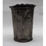 Emperor Francis Joseph I of Austria pewter foot washing beaker, of flared tapering form,