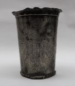 Emperor Francis Joseph I of Austria pewter foot washing beaker, of flared tapering form,