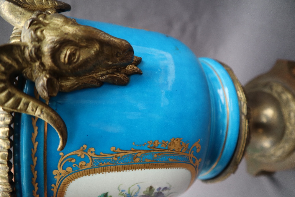 A 19th century Sevres style jardiniere mounted as a vase with an gilt metal mounted rim, - Image 7 of 10
