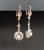 A pair of diamond cluster drop earrings,