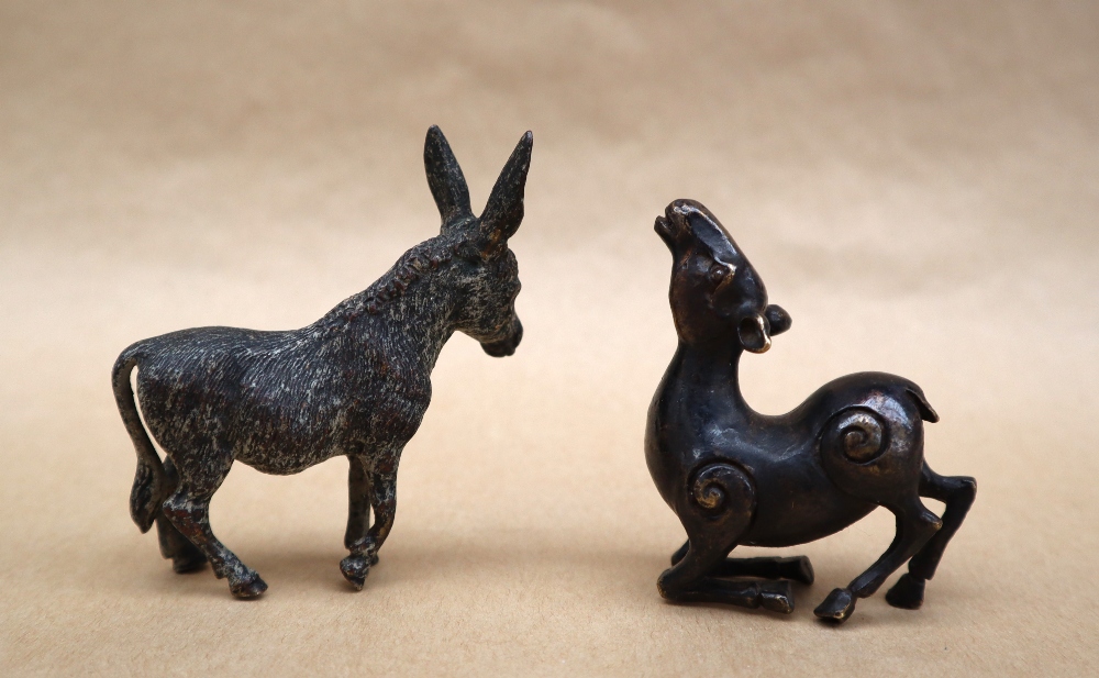 A cold painted bronze model of a donkey, 6. - Image 3 of 4