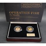 A George V 1915 gold sovereign together with a 2015 gold 75 dollars coins,