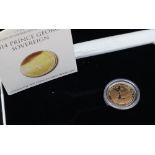 A 2014 Prince George Sovereign, struck on the Prince's first Birthday, limited to 999 coins,