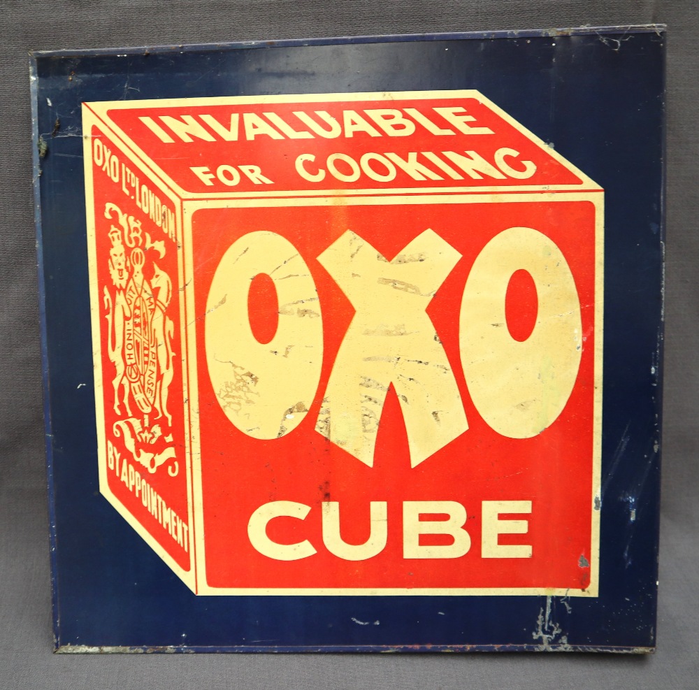 A tin plate "OXO cube" double sided advertising sign, 34.5 x 34. - Image 3 of 3