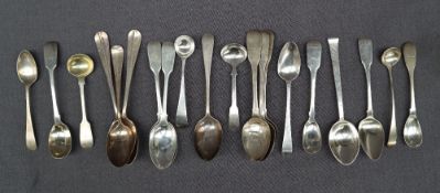 A set of three William IV Irish silver fiddle pattern tea spoons, Dublin, 1836,