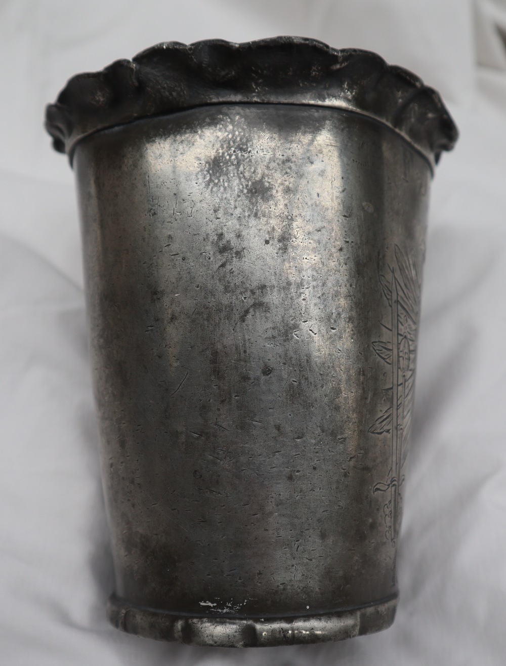 Emperor Francis Joseph I of Austria pewter foot washing beaker, of flared tapering form, - Image 9 of 15