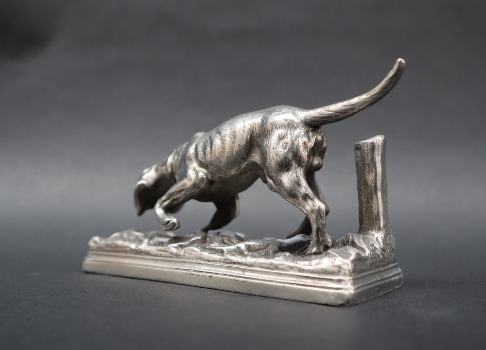 A WMF white metal model of a hound stalking, on a rectangular base, - Image 6 of 17