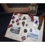 A set of four World War II medals including The War Medal, The Defence Medal,