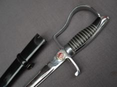 A chrome plated dress sword with an 84cm fullered curved blade,