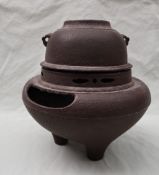 A Japanese cast iron two section Koro,