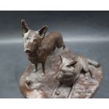 Tim Taylor Shadowsquad Pia and Remeno Danke - Tiggy Two German shepherds on a shaped base Signed