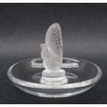 A Lalique pin tray with a central squirrel, marked Lalique France,