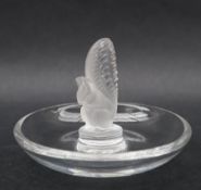 A Lalique pin tray with a central squirrel, marked Lalique France,