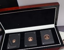 The Greatest Briton three coin Sovereign set, dated 2020 comprising a quarter Sovereign,