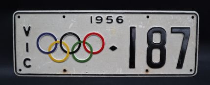 Olympic Games - A car number plate for the 1956 Melbourne Olympic Games, Number 187,