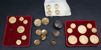 A collection of gilt metal buttons with anchors,