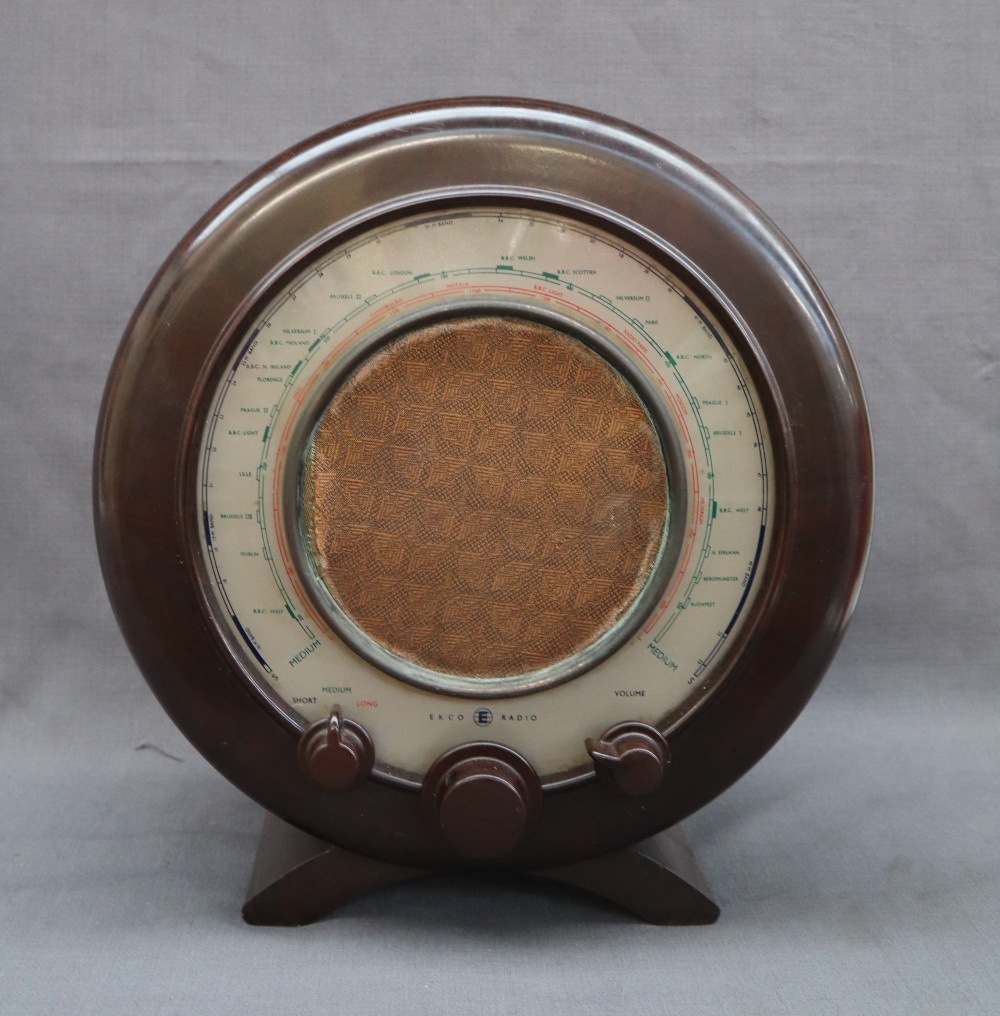 An Ekco type A22 radio with a circular bakelite case with three dials, - Image 2 of 8