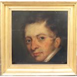 19th century British School Head portrait of a gentleman Oil on board 22.5 x 25.