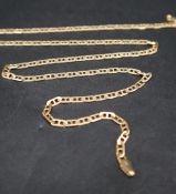 A 14ct yellow gold necklace with flat oval links, 51cm long, approximately 10.