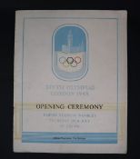 Olympic Games - London 1948 - an official programme for the Opening Ceremony of the XIVTH OLYMPIAD