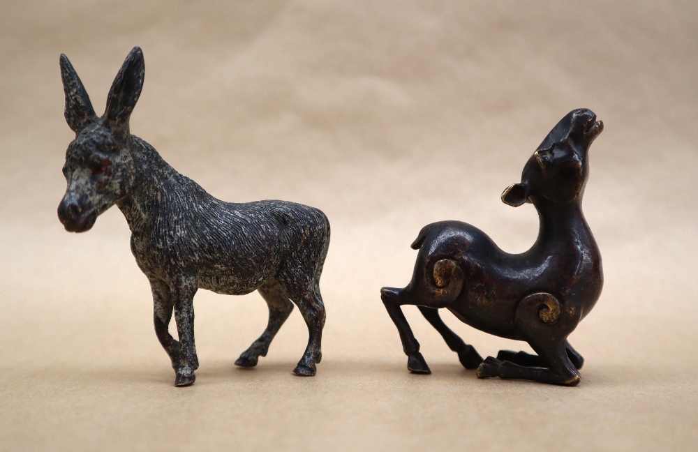 A cold painted bronze model of a donkey, 6. - Image 2 of 4