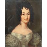 19th Century British School Head and Shoulders portrait of a lady Oil on board 16.5 x 13.