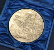 A Participation medal issued for the Athens 1896 Summer Olympics. Gilt bronze, 50 mm, by W.