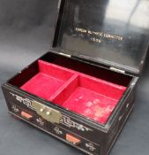 Olympic Games - Melbourne 1956 - A black lacquer jewellery box inlaid with Mother of Pearl,