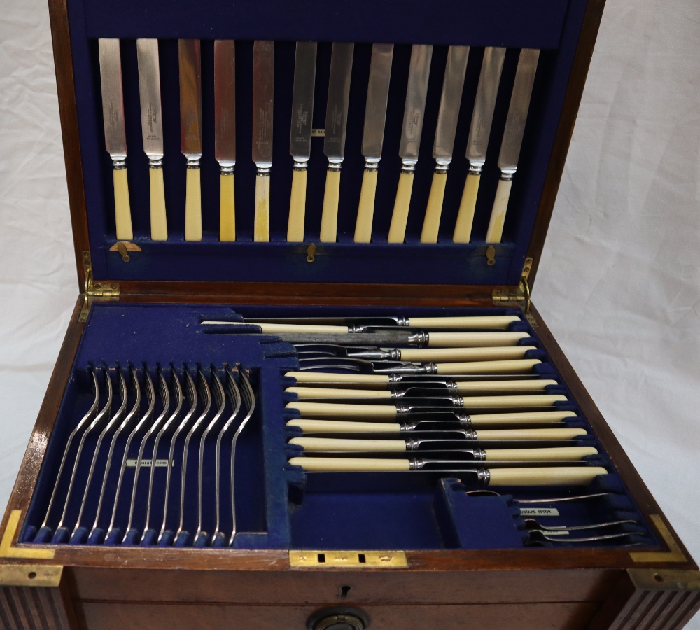 A Dixon electroplated part flatware service in three tiers contained in an oak cabinet, - Image 5 of 7