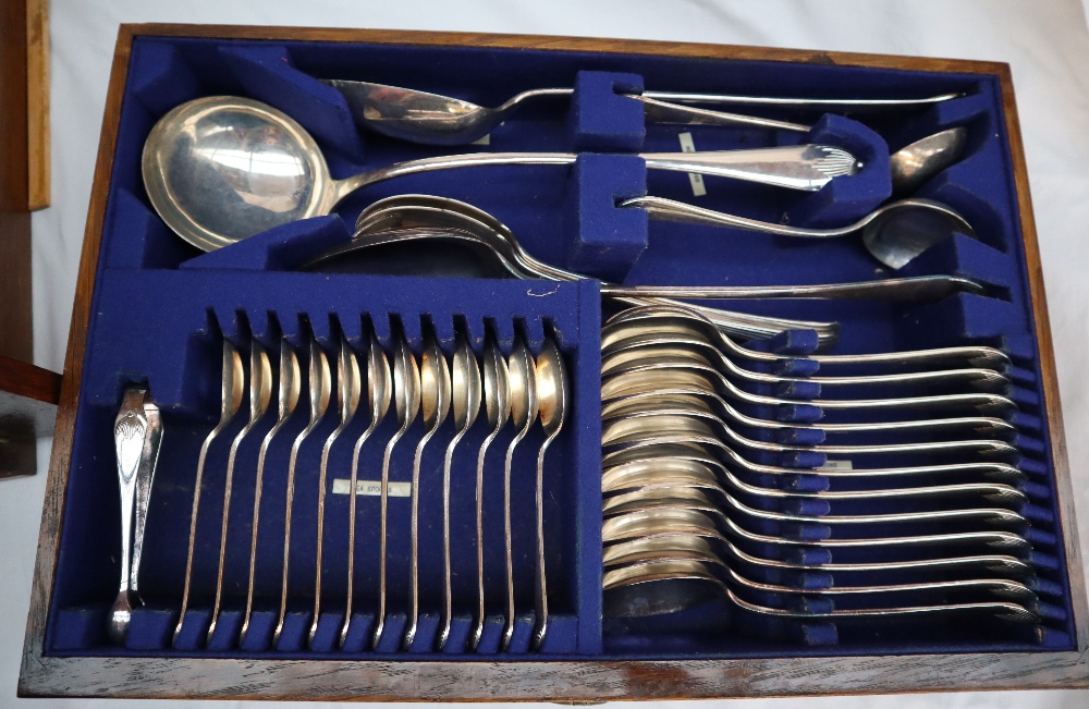 A Dixon electroplated part flatware service in three tiers contained in an oak cabinet, - Image 3 of 7