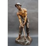 Henri Louis Levasseur A miner Bare to the waist wielding a pickaxe,