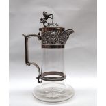 A Victorian Elkington and Company electroplated and glass claret jug,
