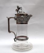 A Victorian Elkington and Company electroplated and glass claret jug,