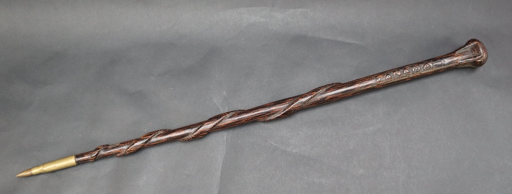 A hardwood pace stick, carved with "Panama, H.H. - Image 2 of 5