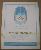 Olympic Games - London 1948 - an official programme for the Opening Ceremony of the XIVTH OLYMPIAD