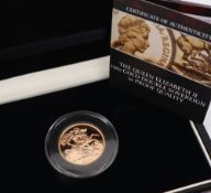 A Queen Elizabeth II 1980 Gold double sovereign in proof quality,