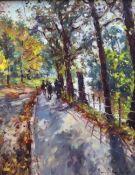David Griffiths, R.C.A Strollers, Roath Lake Oil on board Signed 49.