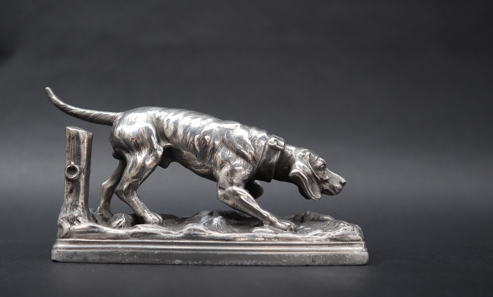 A WMF white metal model of a hound stalking, on a rectangular base, - Image 5 of 17