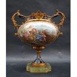 A French Sevres style porcelain, enamel,