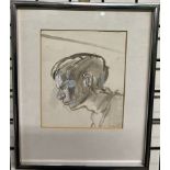 Jack Crabtree Head and shoulders portrait of a boy Watercolour Signed 15 x 12.