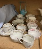 A collection of 18th century porcelain tea bowls and saucers, tea cups and saucers,
