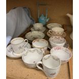 A collection of 18th century porcelain tea bowls and saucers, tea cups and saucers,