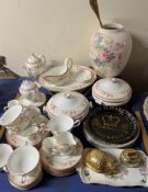 A Wedgwood Malabar part tea and dinner service together with a Tenby pottery bowl,