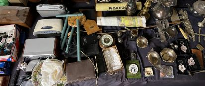A large lot including electroplated wares, wind chime, radios, model cars,