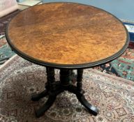 A late Victorian burr walnut Sutherland table,