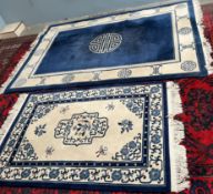 A large Chinese blue ground rug,