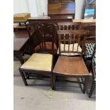 A pair of 19th century dining chairs together with a Victorian balloon back dining chair and a